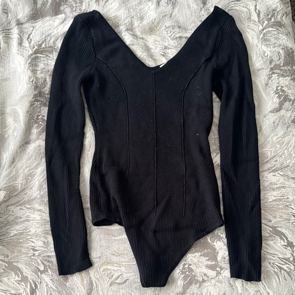 Abercrombie & Fitch Black Asymmetrical Fitted Bodysuit